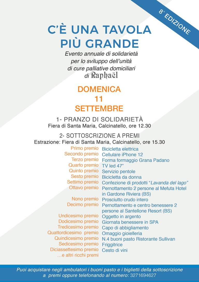 C'è una tavola più grande - iniziativa solidale in favore dell'UCP-DOm di Raphael